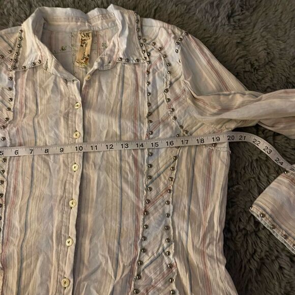 Johnny was striped studded embroidered‎ button down - Picture 8 of 12